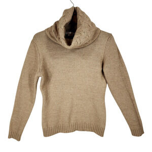 LB Luigi Baldo‎ Womens M Merino Alpaca Cowl Neck Sweater Beige Oatmeal Pullover